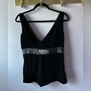 Bandolino Black Velvet Beaded Sleeveless Top Size 6